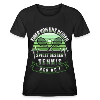 Tennis Einer von uns beiden spielt besser Tennis - Frauen Funktions-T-Shirt - Schwarz - Vorne - AI Model Female 172 light (172cm)