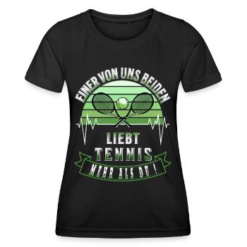 Tennis Einer von uns beiden liebt Tennis - Frauen Funktions-T-Shirt - Schwarz - Vorne - AI Model Female 172 light (172cm)