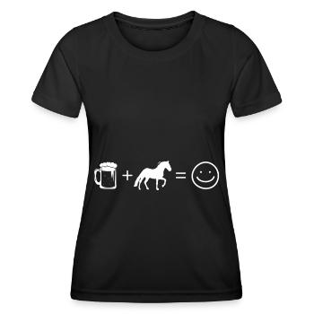 Beer Smile Face et Cheval - (HO) - T-shirt sport Femme - noir - Devant - AI Model Female 172 light (172cm)