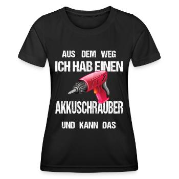 Cooles Akkuschrauber Frauen Design Outfit Geschenk - Frauen Funktions-T-Shirt - Schwarz - Vorne - AI Model Female 172 light (172cm)