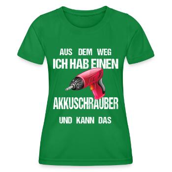 Cooles Akkuschrauber Frauen Design Outfit Geschenk - Frauen Funktions-T-Shirt - Kelly Green - Vorne - AI Model Female 172 dark (172cm)