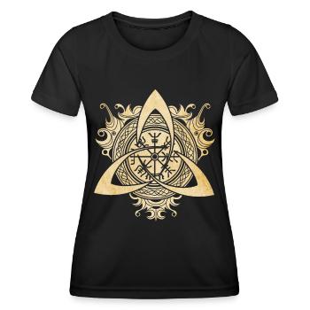 Triquetra Viking Compass Vegvisir Nœud Ornement - T-shirt sport Femme - noir - Devant - AI Model Female 172 light (172cm)