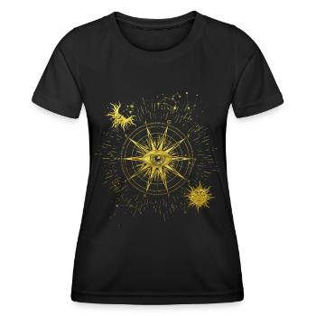 Tous voyant l’œil Symbole spirituel Lune Soleil - T-shirt sport Femme - noir - Devant - AI Model Female 172 light (172cm)
