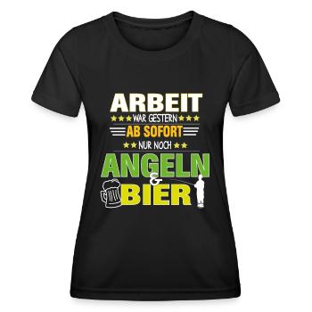 Retraité pêcheur pêcheur à la pêche et bière - T-shirt sport Femme - noir - Devant - AI Model Female 172 light (172cm)