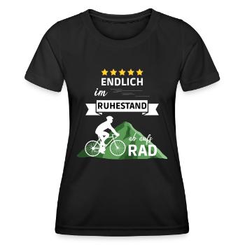 Endlich im Ruhestand ab aufs Rad - Frauen Funktions-T-Shirt - Schwarz - Vorne - AI Model Female 172 light (172cm)