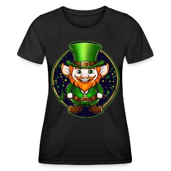 Saint Patricks Day Irish Kobold Leprechaun Wichtel - Frauen Funktions-T-Shirt - Schwarz - Vorne - AI Model Female 172 light (172cm)