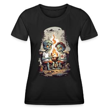 Zombie Camping Halloween Enfants Dessin Animé - T-shirt sport Femme - noir - Devant - AI Model Female 172 light (172cm)