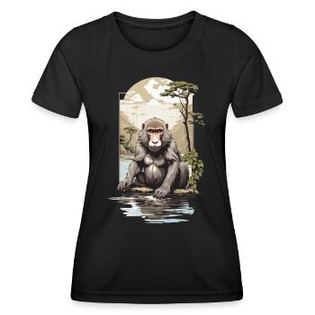 Asiatischer Affe Naturästhetik Affen Design - Frauen Funktions-T-Shirt - Schwarz - Vorne - AI Model Female 172 light (172cm)