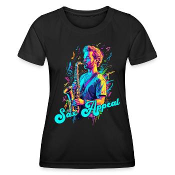 Saxophone Drôle Design Jazz Amateur de musique - T-shirt sport Femme - noir - Devant - AI Model Female 172 light (172cm)