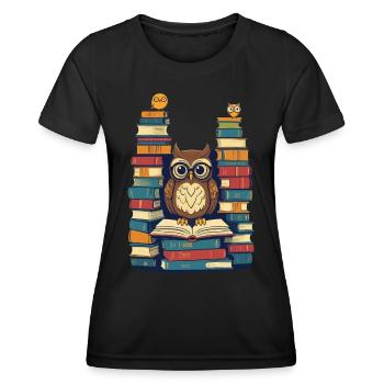 Bücher Eule Für Eulen Liebhaber Leseratte - Frauen Funktions-T-Shirt - Schwarz - Vorne - AI Model Female 172 light (172cm)