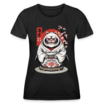 Japanischer Daruma Ästhetik Yokai Vintage - Frauen Funktions-T-Shirt - Schwarz - Vorne - AI Model Female 172 light (172cm)