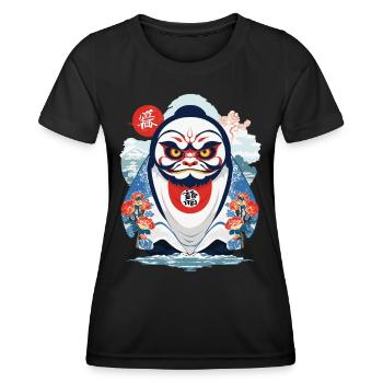 Japanischer Daruma Aesthetic Yokai Vintage - Frauen Funktions-T-Shirt - Schwarz - Vorne - AI Model Female 172 light (172cm)