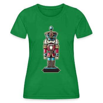 Weihnachtlicher Nussknacker Retro Stil - Frauen Funktions-T-Shirt - Kelly Green - Vorne - AI Model Female 172 dark (172cm)