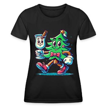 Fröhlicher Weihnachtsbaum Retro Stil - Frauen Funktions-T-Shirt - Schwarz - Vorne - AI Model Female 172 light (172cm)