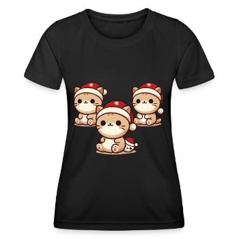Chats mignons avec des chapeaux de Noël - T-shirt sport Femme - noir - Devant - AI Model Female 172 light (172cm)