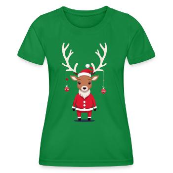 Tenue de Noël Joyeux Renne - T-shirt sport Femme - vert - Devant - AI Model Female 172 dark (172cm)