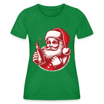 Christmas fun with Santa and drink - Women's Functional T-Shirt - kelly green - Front - AI Model Female 172 dark (172cm)