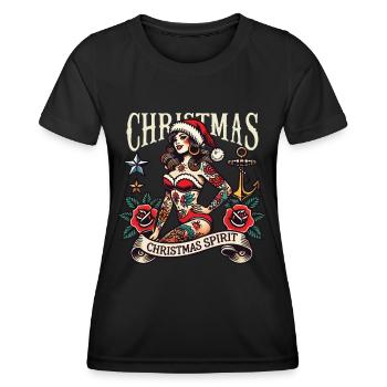 Christmas Spirit Streetwear Tattoo Ästhetik - Frauen Funktions-T-Shirt - Schwarz - Vorne - AI Model Female 172 light (172cm)