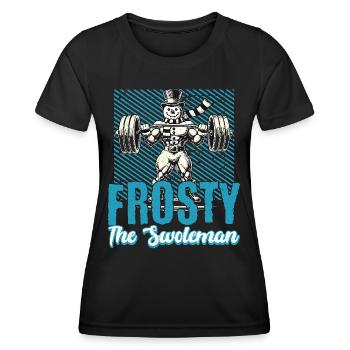 Frosty Der Muskelmann Gym Humor Design - Frauen Funktions-T-Shirt - Schwarz - Vorne - AI Model Female 172 light (172cm)