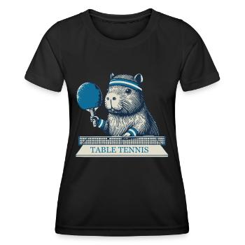 Capybara Table Tennis Fun with Table Tennis Racket - Women's Functional T-Shirt - black - Front - AI Model Female 172 light (172cm)