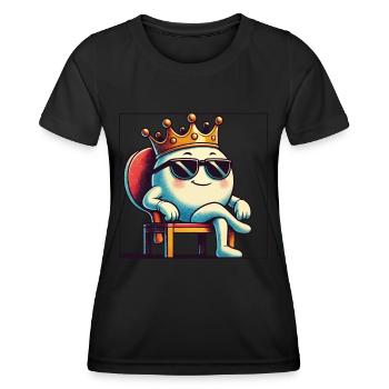 Dessin animé drôle balle de tennis de table roi - T-shirt sport Femme - noir - Devant - AI Model Female 172 light (172cm)
