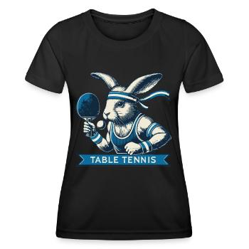 Lapin Tennis de Table Maître Vintage Style Rétro - T-shirt sport Femme - noir - Devant - AI Model Female 172 light (172cm)