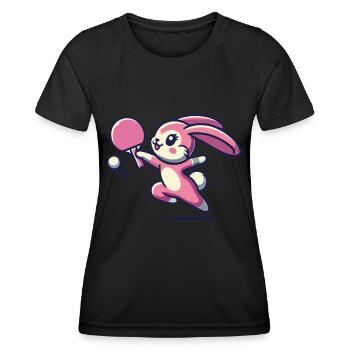 Kawaii Bunny Plays Table Tennis Cute - Women's Functional T-Shirt - black - Front - AI Model Female 172 light (172cm)