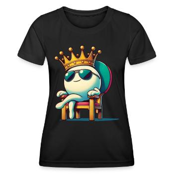 Drôle de dessin animé balle de tennis de table King Fun - T-shirt sport Femme - noir - Devant - AI Model Female 172 light (172cm)