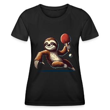 Funny Sloth Cartoon Table Tennis Adventure - Women's Functional T-Shirt - black - Front - AI Model Female 172 light (172cm)