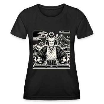 DJ Samurai Music Retro Streetwear Design - Women's Functional T-Shirt - black - Front - AI Model Female 172 light (172cm)