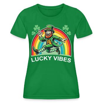 St. Patricks Tag Lucky Vibes Regenbogen - Frauen Funktions-T-Shirt - Kelly Green - Vorne - AI Model Female 172 dark (172cm)