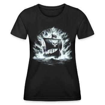 Wikinger Geisterschiff - Nordische Mythologie - Frauen Funktions-T-Shirt - Schwarz - Vorne - AI Model Female 172 light (172cm)