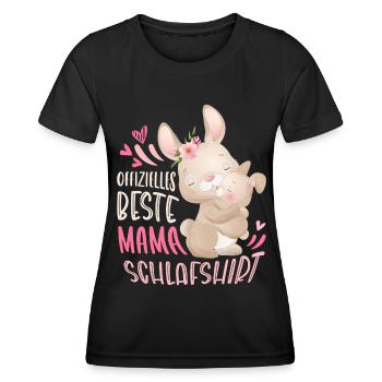 Beste Mama Schlafshirt, Hase mit Hasenbaby - Frauen Funktions-T-Shirt - Schwarz - Vorne - AI Model Female 172 light (172cm)