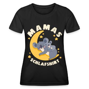 Mamas Schlafshirt, Koala-Mama mit Koala-Baby - Frauen Funktions-T-Shirt - Schwarz - Vorne - AI Model Female 172 light (172cm)