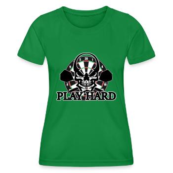Dart Darts - Play Hard gift for dart fans - Women's Functional T-Shirt - kelly green - Front - AI Model Female 172 dark (172cm)