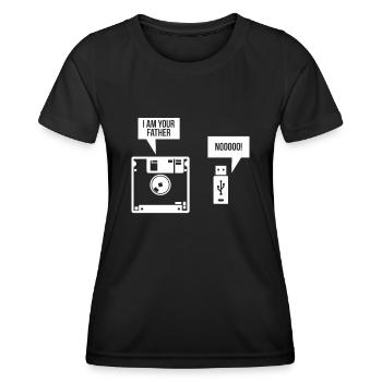 Disque USB Je suis votre père ordinateur nerd - T-shirt sport Femme - noir - Devant - AI Model Female 172 light (172cm)