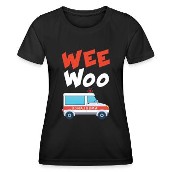 Wee Woo Krankenwagen AMR Lustiges EMS EMT - Frauen Funktions-T-Shirt - Schwarz - Vorne - AI Model Female 172 light (172cm)