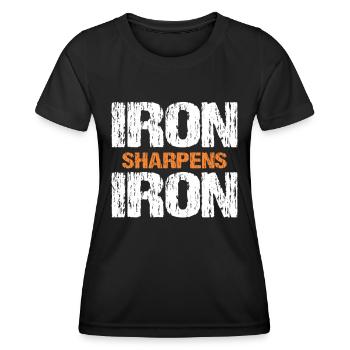 Iron Sharpens Iron Christian Workout Iron - Women's Functional T-Shirt - black - Front - AI Model Female 172 light (172cm)