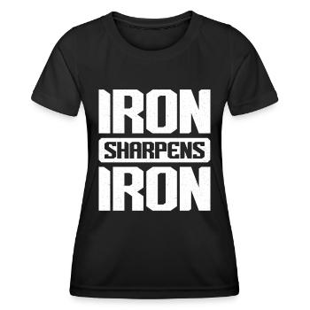 Iron Sharpens Iron Christian Workout Iron - Women's Functional T-Shirt - black - Front - AI Model Female 172 light (172cm)