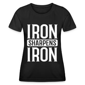Iron Sharpens Iron Christian Workout Iron - Women's Functional T-Shirt - black - Front - AI Model Female 172 light (172cm)