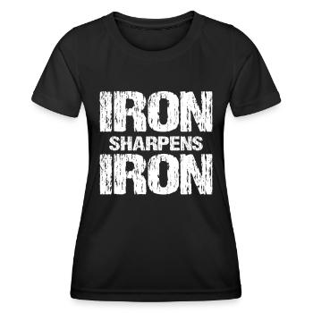 Iron Sharpens Iron Christian Workout Iron - Women's Functional T-Shirt - black - Front - AI Model Female 172 light (172cm)