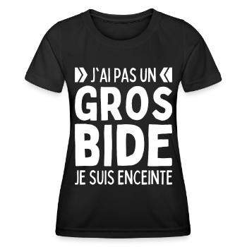 J'ai Pas Un Gros Bide Je Suis Enceinte Grossesse - T-shirt sport Femme - noir - Devant - AI Model Female 172 light (172cm)