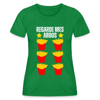 Regarde Mes Abdos Déguisement Faux Abdo Frites - T-shirt sport Femme - vert - Devant - AI Model Female 172 dark (172cm)