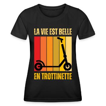Trottinette Électrique Freestyle Trot Elec Cadeau - T-shirt sport Femme - noir - Devant - AI Model Female 172 light (172cm)