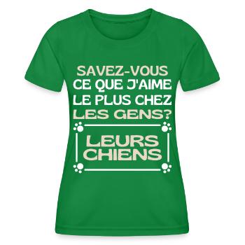 Savez-vous Ce Que Jaime Chez Les Gens Leurs Chiens - T-shirt sport Femme - vert - Devant - AI Model Female 172 dark (172cm)