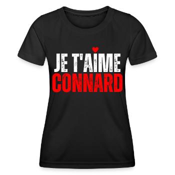 Je T'aime Connard Humour Drôle Message D'amour - T-shirt sport Femme - noir - Devant - AI Model Female 172 light (172cm)