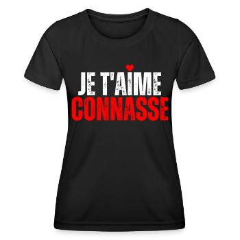 Je T'aime Conasse Humour Drôle Message D'amour - T-shirt sport Femme - noir - Devant - AI Model Female 172 light (172cm)
