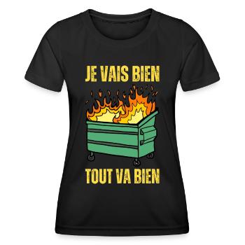 Ca Va Je Vais Bien Tout Va Bien - Benne À Ordure - T-shirt sport Femme - noir - Devant - AI Model Female 172 light (172cm)