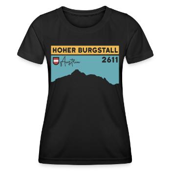 Hoher Burgstall Bergtour Klettersteig Stubaital - Frauen Funktions-T-Shirt - Schwarz - Vorne - AI Model Female 172 light (172cm)