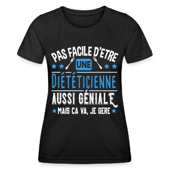 Diététicienne Cadeau Métier Diététique Nutrition - T-shirt sport Femme - noir - Devant - AI Model Female 172 light (172cm)